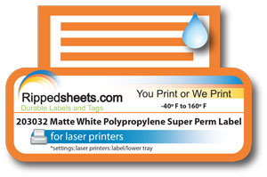 #203032 - WATERPROOF WEATHERPROOF POLYPROPYLENE LABELS